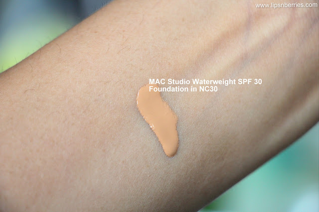MAC waterweight foundation NC30 swatch