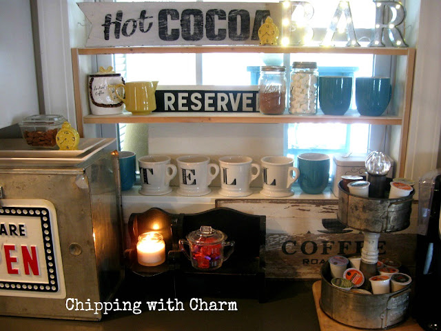 Chipping with Charm...Hot Drink Station using Old Sign Stencils...www.chippingwithchar.blogspot.com