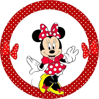 Minnie in Red and Polka Dots Toppers or Free Printable Candy Bar Labels.