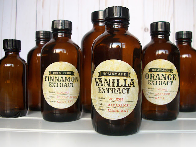 Custom Antique Extract amber jar labels