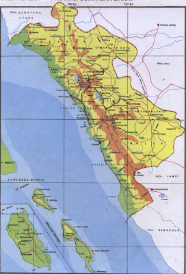 Peta Propinsi Sumatera Barat pulau Sumatera
