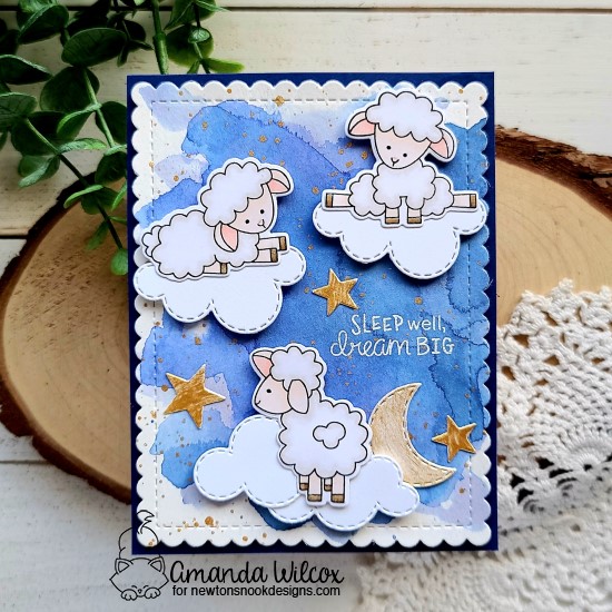 Sleep Well, Dream Big card by Amanda Wilcox | Baa Stamp Set, Sky Scene Builder Die Set, and Frames & Flags Die Set by Newton's Nook Designs #newtonsnook #handmade