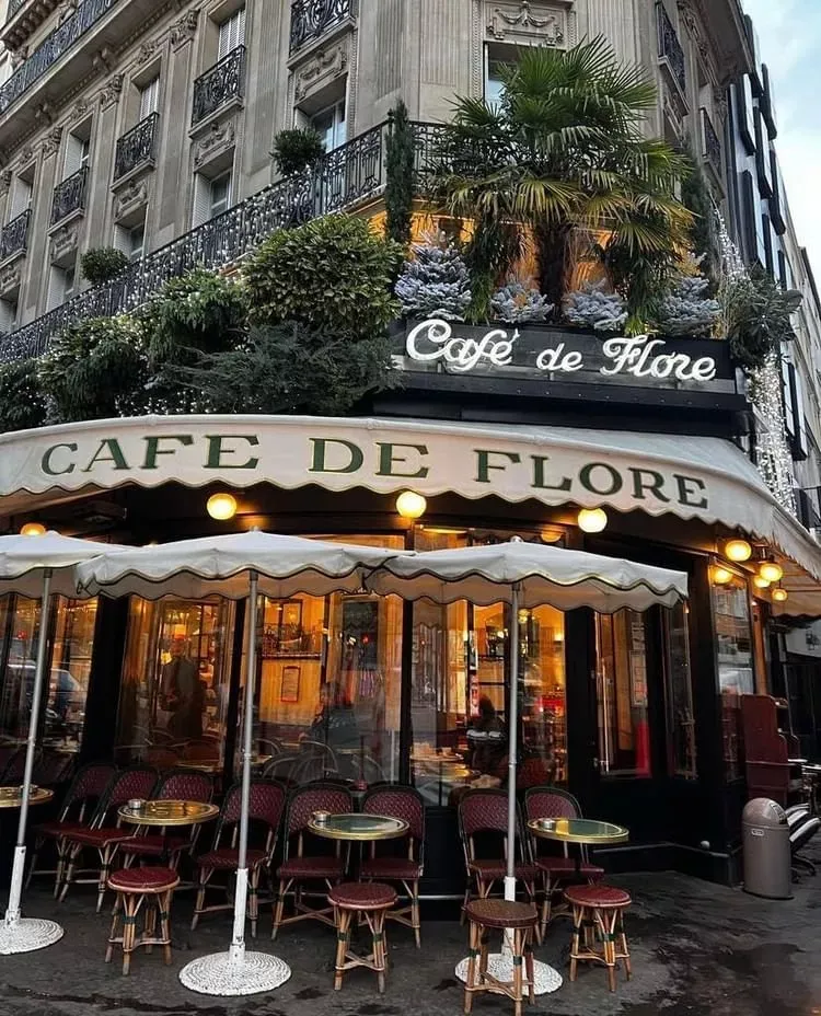 8- Café de Flore This coffee shop is one of the most beautiful places that you can visit while you are in Paris, to sip a cup of coffee and enjoy the views of the distinctive old streets.