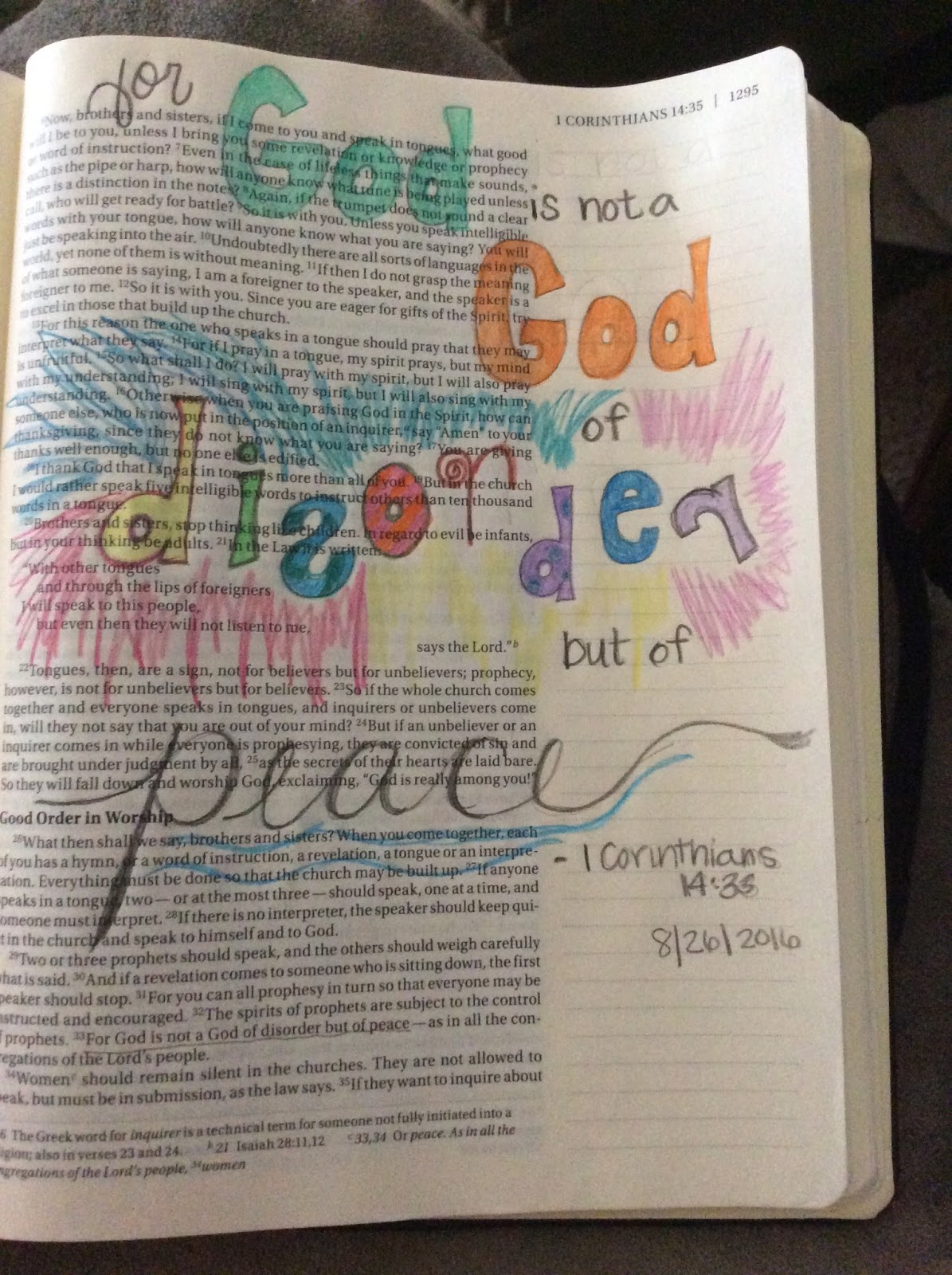 Called For Motherhood Bible Journaling 1 Corinthians 1433