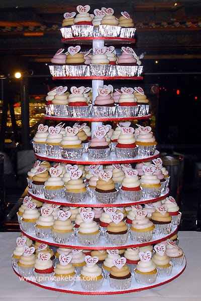 7 Tier Cupcake Wedding Tower With Initials by Pink Cake Box