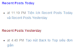 Tiện ích Recent Posts Today và Recent Posts Yesterday