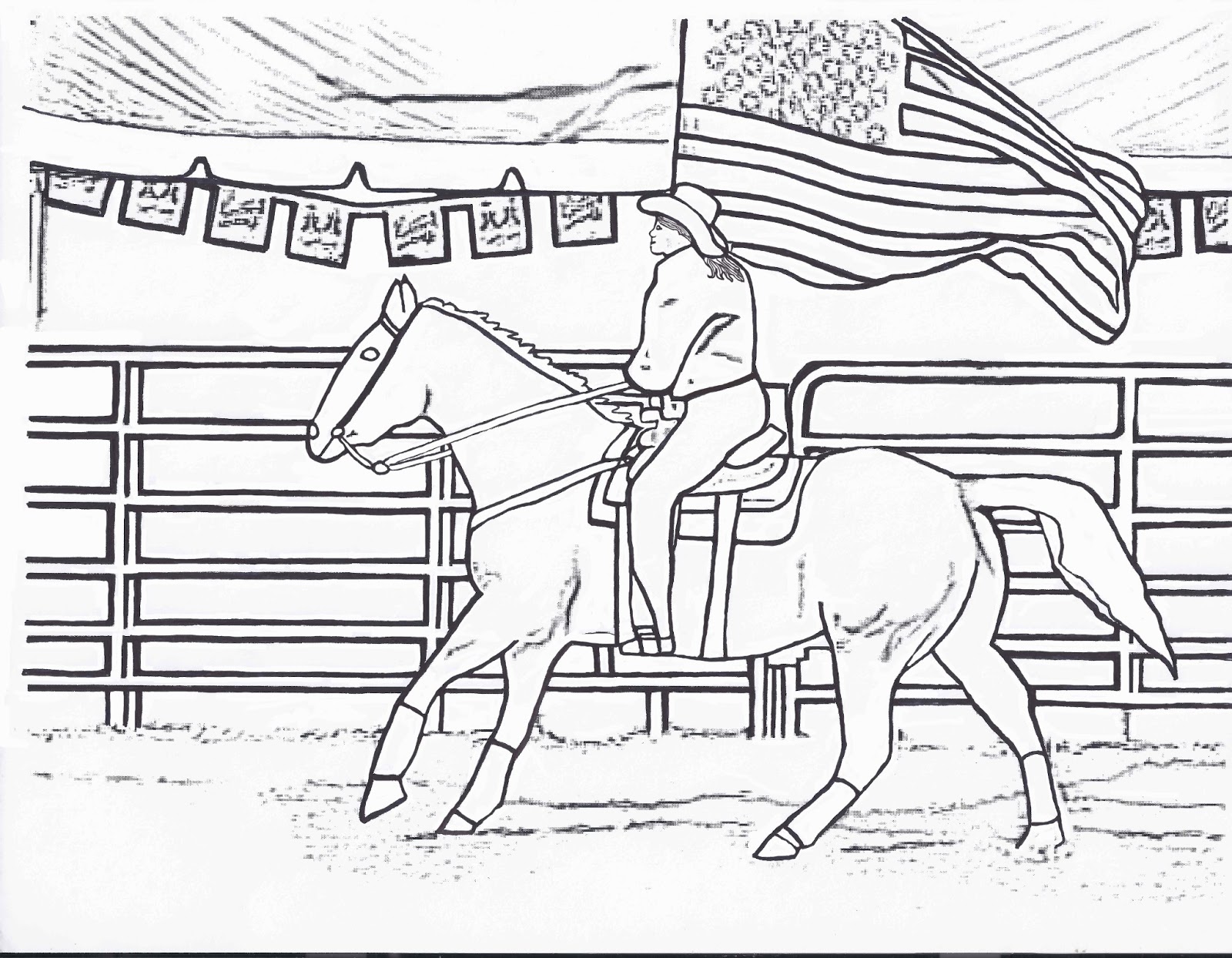 Download RODEO COLORING PAGES: Rodeo Flag Girl Color Page By ...