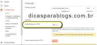 configuração do https no Blogger