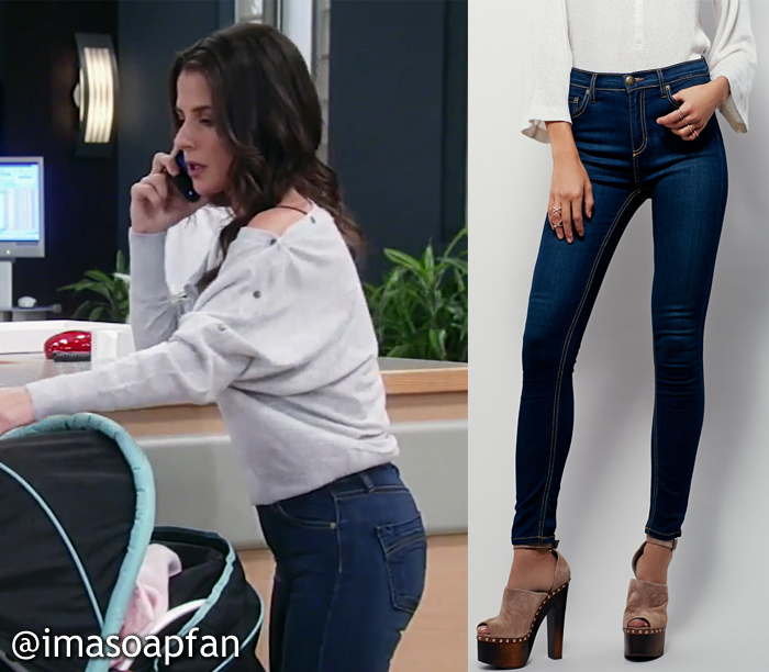 Sam Morgan, Kelly Monaco, Dark Blue Skinny Jeans, Free People, General Hospital, Season 55, Episode 05/08/17