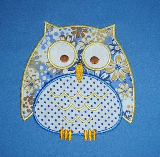 THis owl applique design is ideal to sew out on a toddler or baby boy's clothes or quilt.