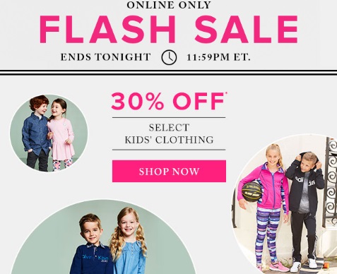 Hudson's Bay Flash Sale 30% off Kids Clothing