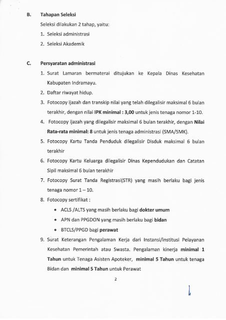 Penerimaan Pegawai Tidak Tetap Dinas Kesehatan Kabupaten Indramayu untuk RSMS