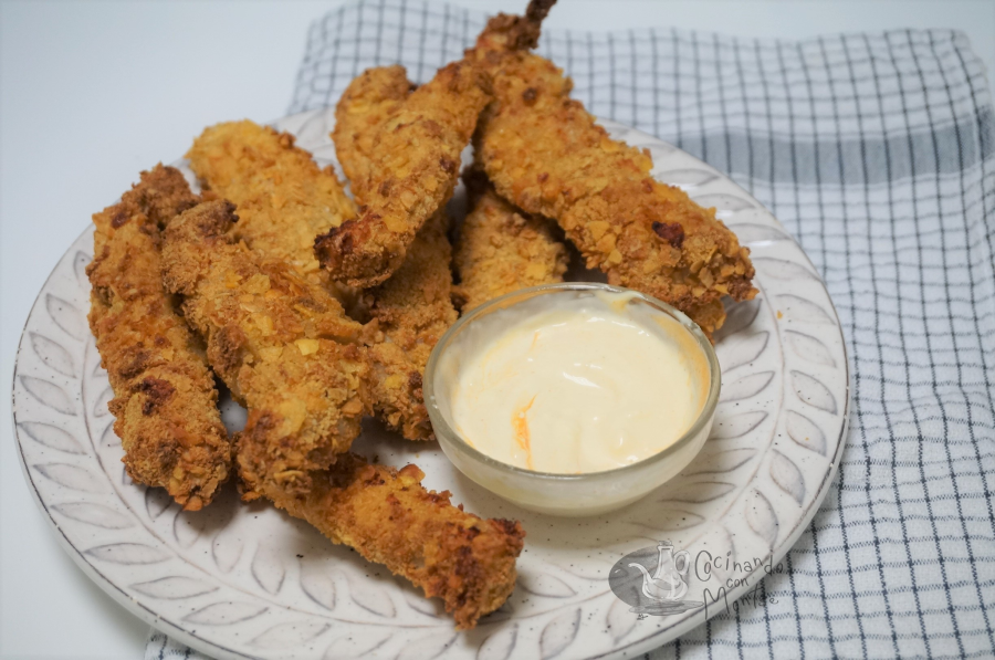 Tiras de pollo en freidora de aire