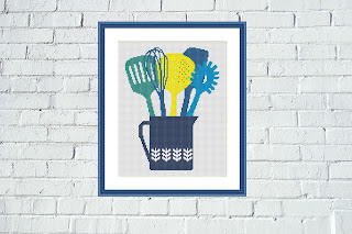 Cross stitch vintage kitchen utensils - Tango Stitch