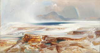 image: painting by Thomas Moran, "Hot Springs of the Yellowstone"