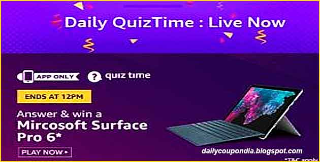 Amazon Quiz 19 October 2019 Answers Today Win Microsoft Surface Pro 6