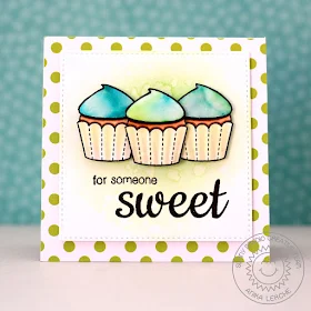 Sunny Studio Stamps: Sweet Shoppe Watercolored Cupcake Card by Anni Lerche.