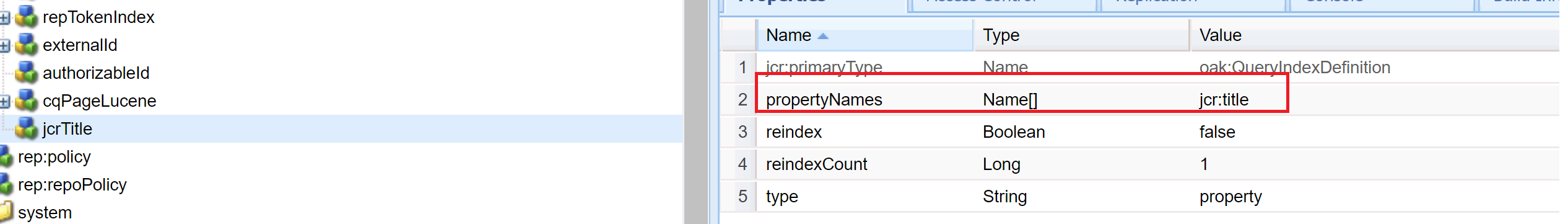 JCR Title Property Index