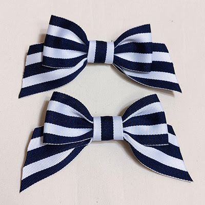 Navy/white stripe bows