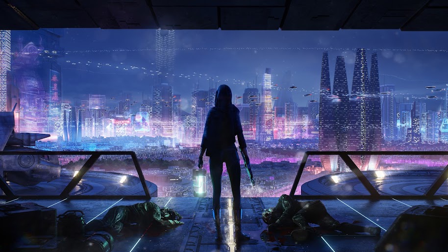 Sci-Fi, Night, City, Cityscape, 4K, #141 Wallpaper