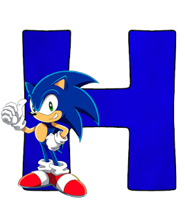 Abecedario Azul con Sonic, con números. Blue Alphabet with Sonic, with Nummbers.