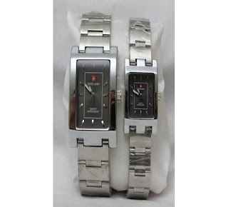 jam tangan keren SWISS ARMY COUPLE SA-88 SILVER BLACK