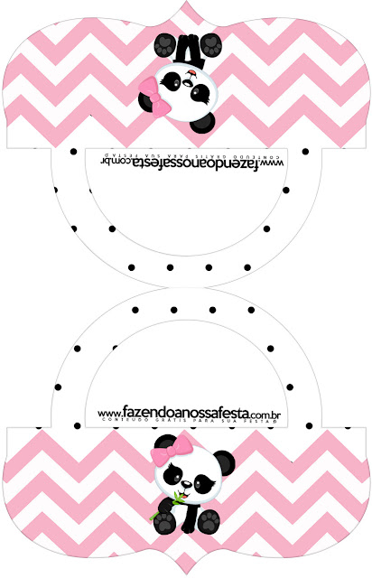Panda Baby in Pink Chevron: Free Printable Candy Bar Labels.