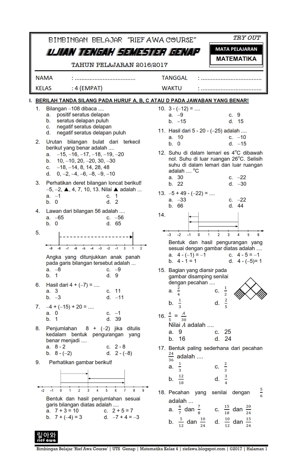 48 Info Contoh Soal Matematika Kelas 4 Sd Semester 2 Pdf Doc
