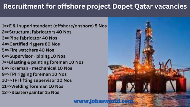 Recruitment for offshore project  Dopet Qatar vacancies