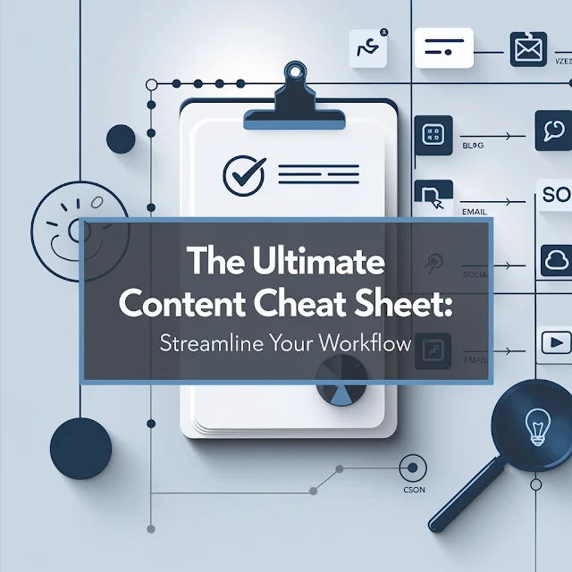 a modern content cheat sheet with icons for