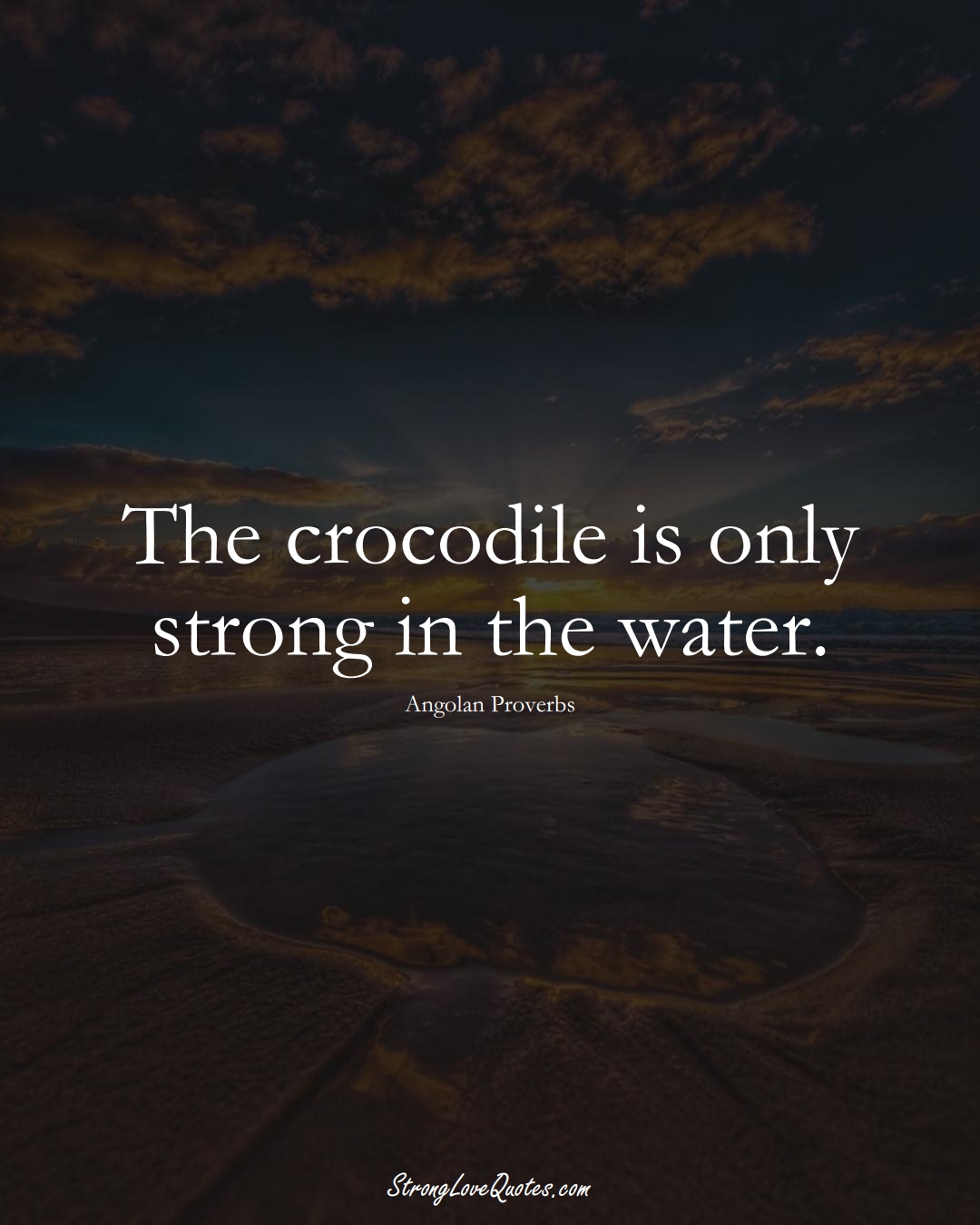The crocodile is only strong in the water. (Angolan Sayings);  #AfricanSayings