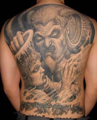 The devil tattoo offers a symbolism of fear and evil.