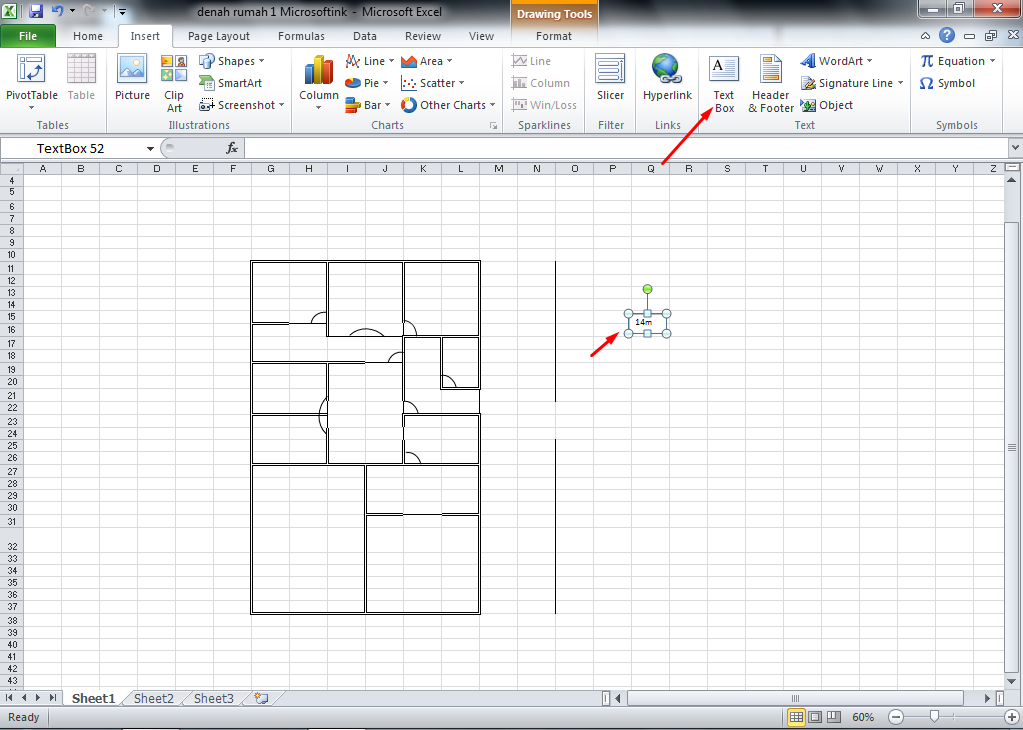  Cara  Menggambar Denah  Rumah  Dengan  Excel  AR Production