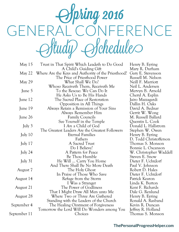 Get the most out of General Conference with this Study Schedule for Spring 2016!