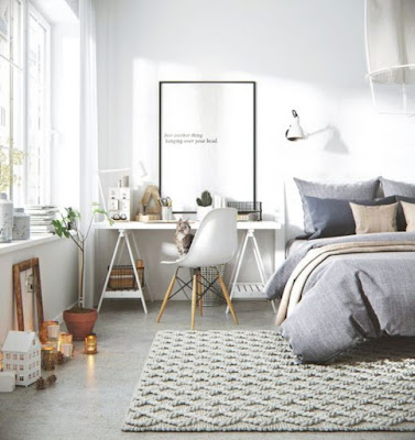 bed, scandinavian, carpet