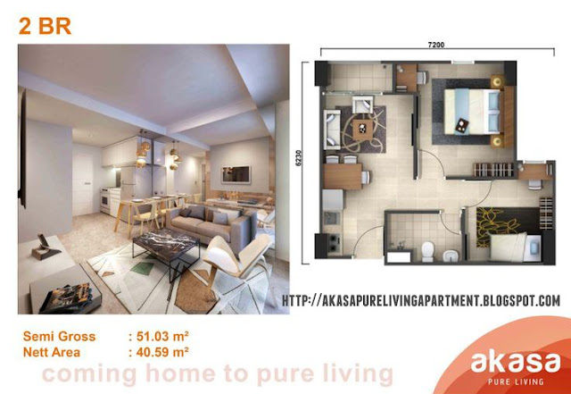 Tipe 2 BR Apartemen Akasa Pure Living BSD