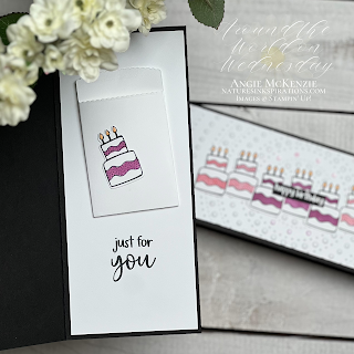 Inside the vertical Attention Shoppers birthday cake card | Nature's INKspirations by Angie McKenzie