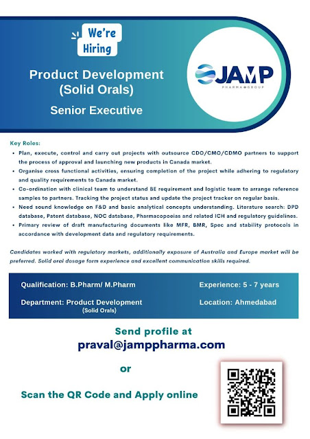 JAMP India Pharmaceuticals Hiring For Product Development