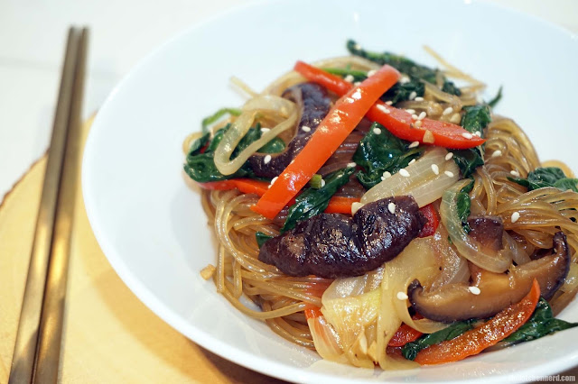 Japchae Chapchae Korean Glass Noodles | The Kitchen Nerd