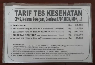 daftar harga/biaya pembuatan surat keterangan sehat di RSHS