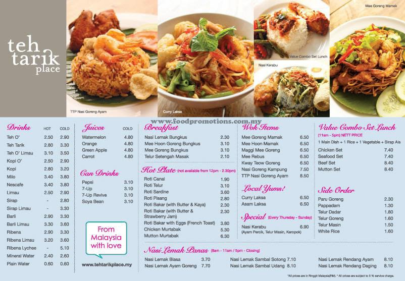 teh tarik place menu