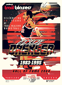 Portland Trailblazers 50th Anniversary Season Clyde “The Glide” Drexler Screen Print by Danny Haas x Phenom Gallery