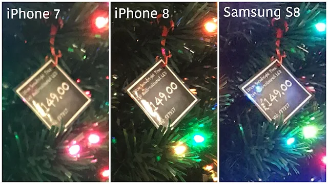 3 images of the price label on the pre-lit tree