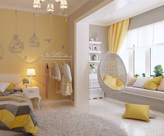 yellow girls bedroom