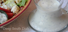 A creamy homemade poppyseed salad dressing, made from mayonnaise, vinegar, sugar and poppyseeds.