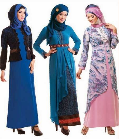 20 Contoh desain baju muslim gamis brokat terbaru 2015