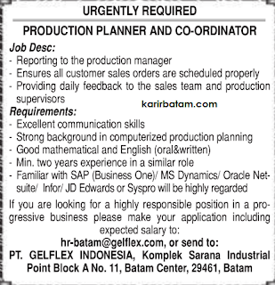 Lowongan Kerja PT. Gelflex Indonesia