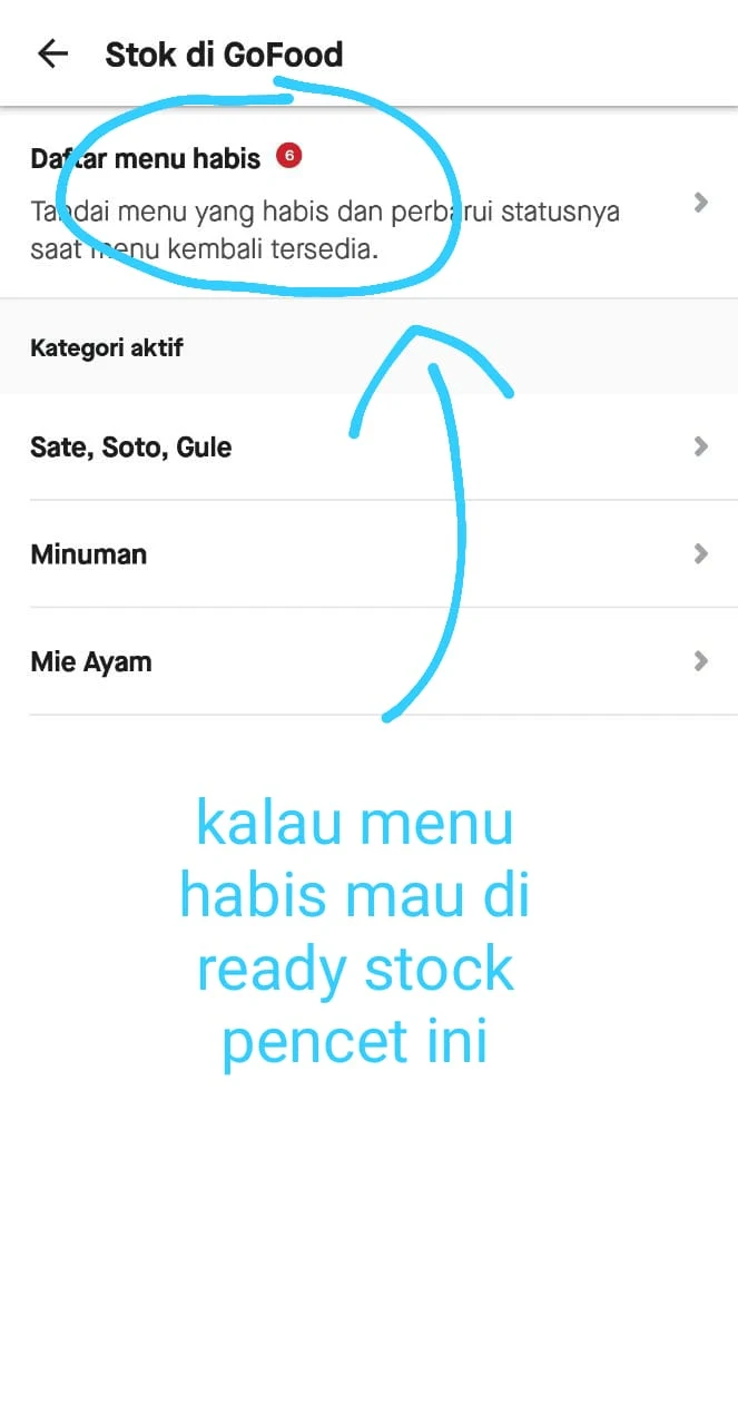 Pilih Stok yang Habis jika ingin mengaktifkan produk yang sudah habis