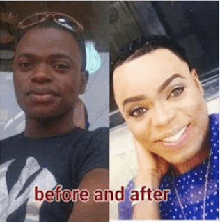 image result for Bobrisky before and after pictures