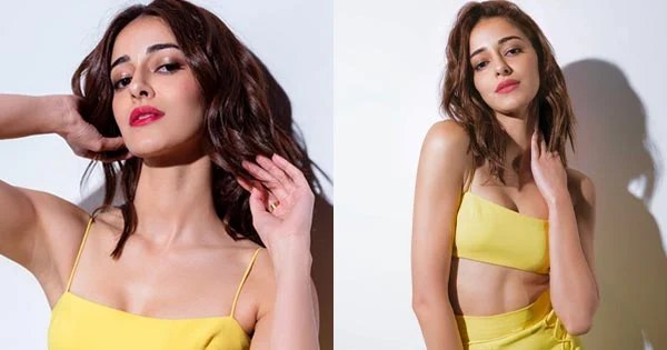 Ananya Panday yellow top skirt sexy body